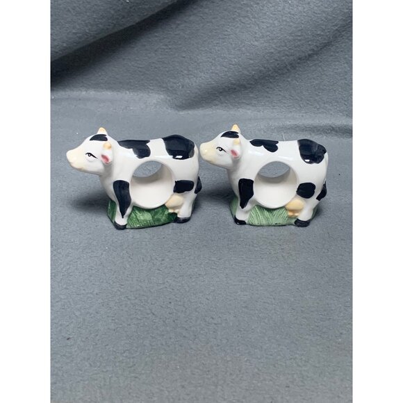 Cow Napkin Holder Ring Set of 4 Ceramic Vintage Farmhouse Decor - Picture 10 of 16